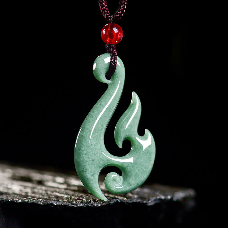 Buddha Stones Collier pendentif spirale en jade naturel abondance - image 1