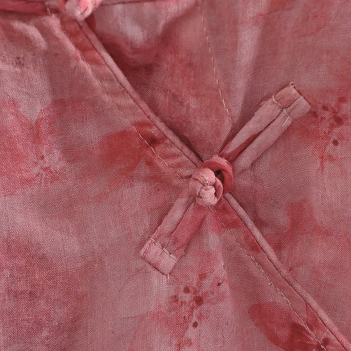 Buddha Stones Débardeur rose à fleurs style Tang, col mandarin, style décontracté, pour femme - image 7