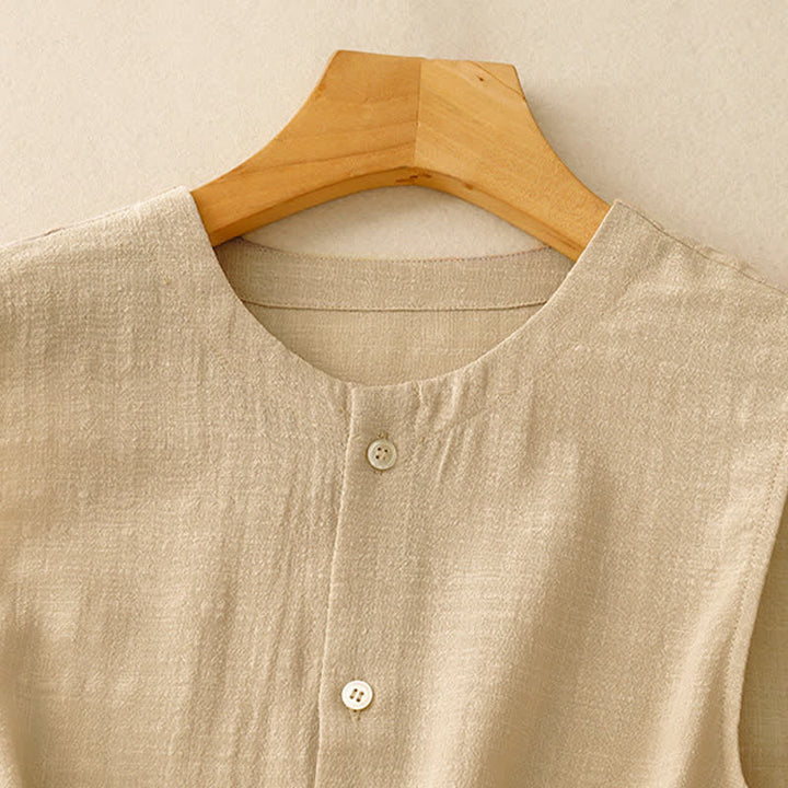 Buddha Stones Débardeur uni à boutons, style minimaliste et décontracté, pour femme. Chemise sans manches. - image 2