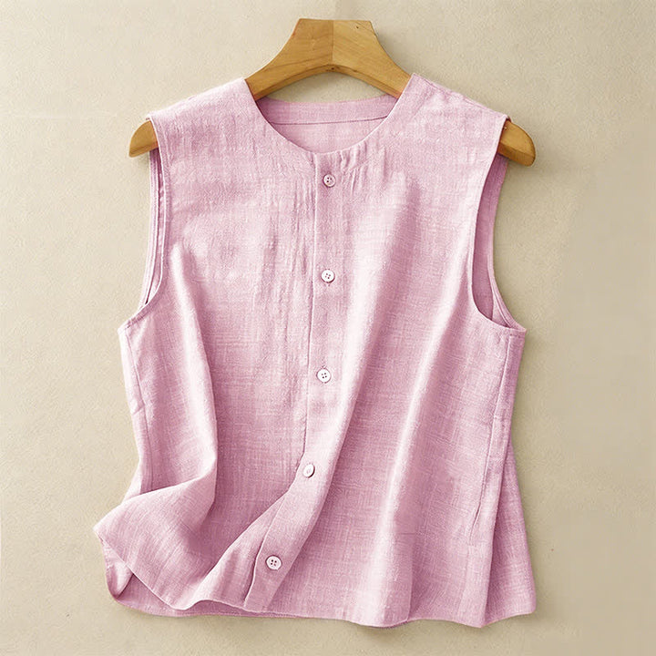 Buddha Stones Débardeur uni à boutons, style minimaliste et décontracté, pour femme. Chemise sans manches. - LavandeBlush - US8-10, UK/AU12-14, EU40-42 (2XL) - image 12