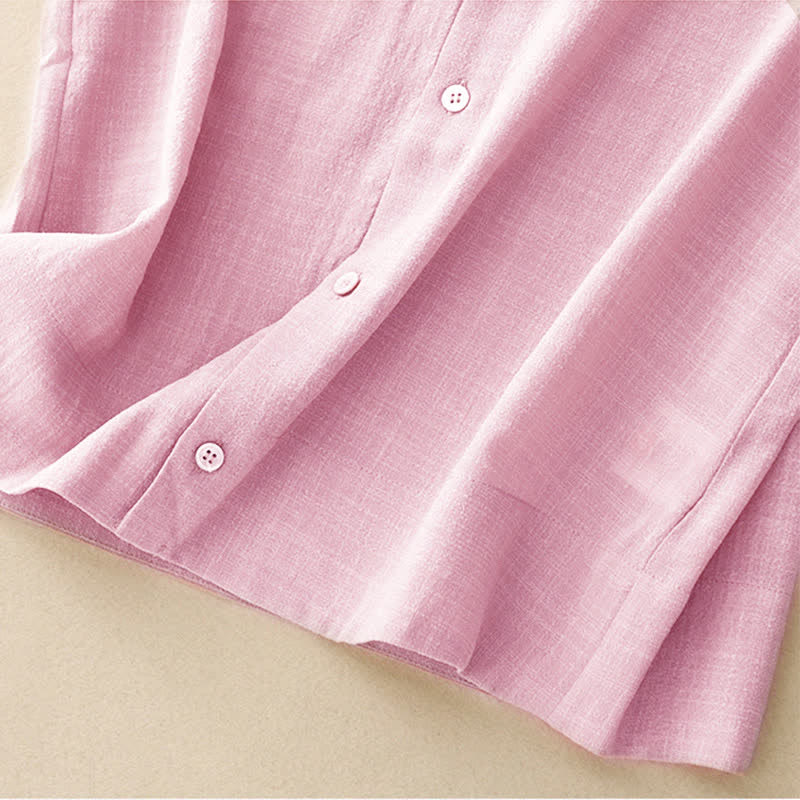 Buddha Stones Débardeur uni à boutons, style minimaliste et décontracté, pour femme. Chemise sans manches. - image 19