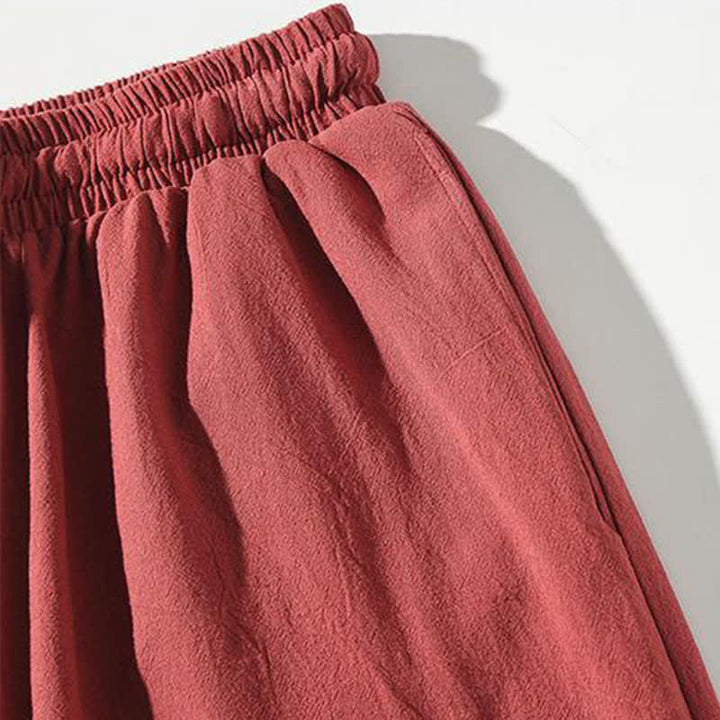 Buddha Stones Pantalon Capri d'été Tang Style à cordon de serrage et motif carpe koï, style sarouel, avec poches - image 6