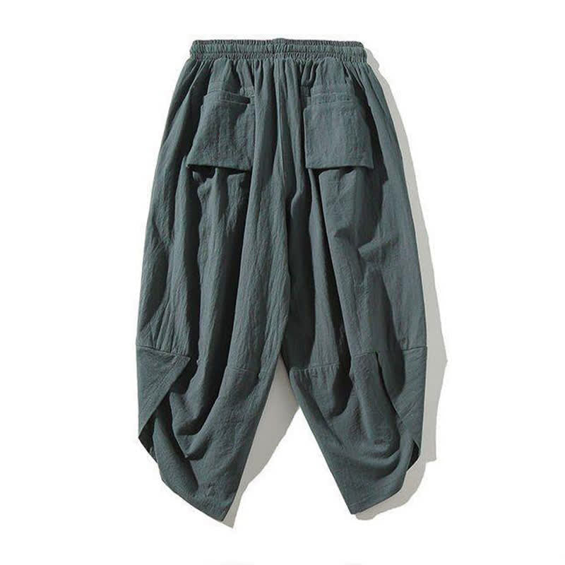 Buddha Stones Pantalon Capri d'été Tang Style à cordon de serrage et motif carpe koï, style sarouel, avec poches - image 15