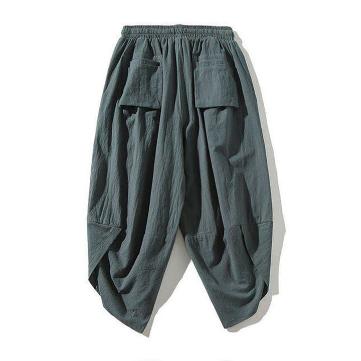 Buddha Stones Pantalon Capri d'été Tang Style à cordon de serrage et motif carpe koï, style sarouel, avec poches - image 15