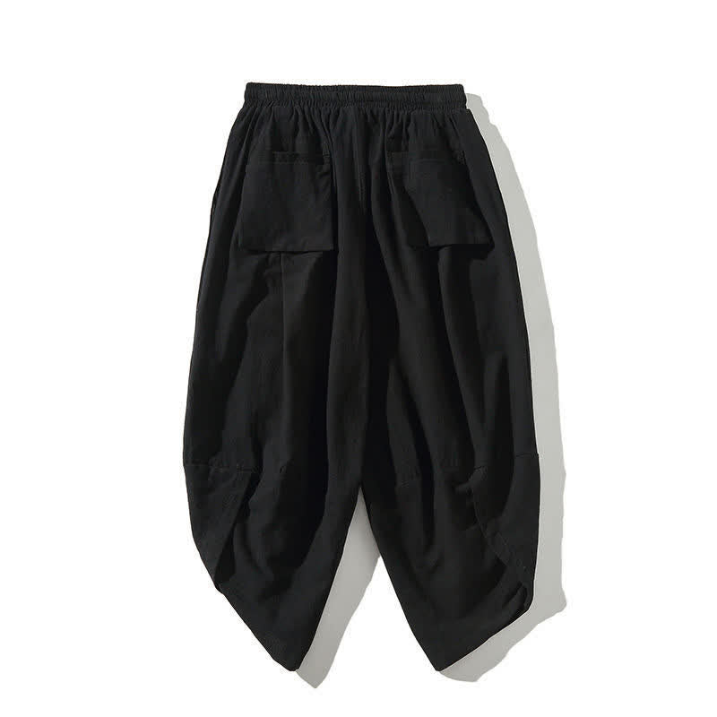 Buddha Stones Pantalon Capri d'été Tang Style à cordon de serrage et motif carpe koï, style sarouel, avec poches - image 13