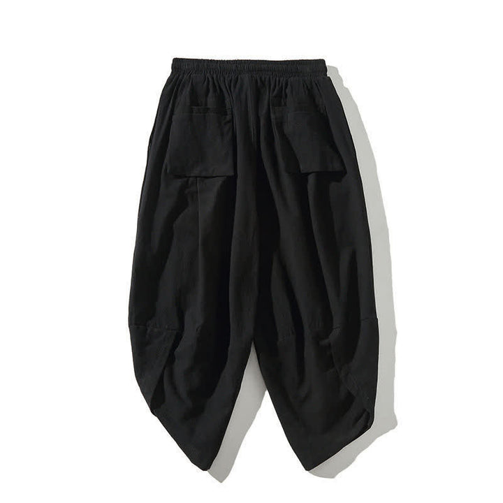 Buddha Stones Pantalon Capri d'été Tang Style à cordon de serrage et motif carpe koï, style sarouel, avec poches - image 13