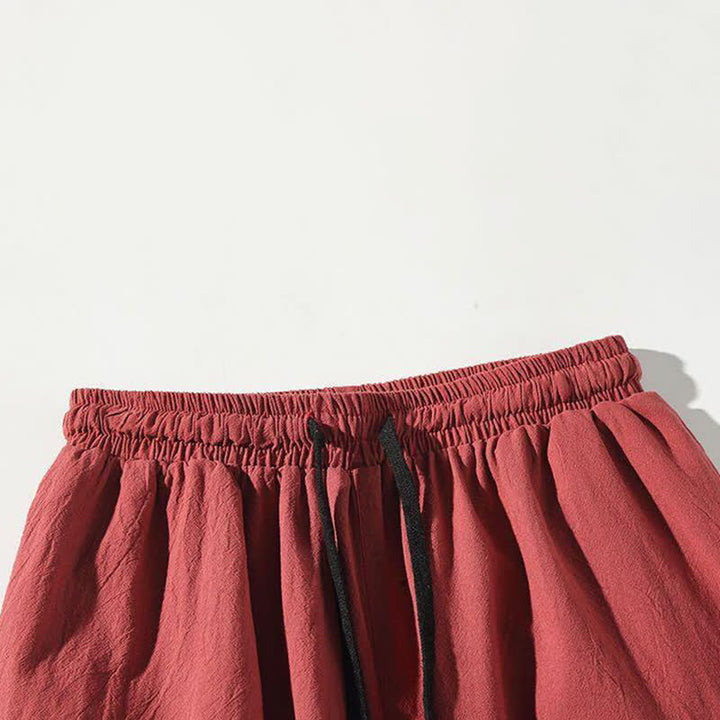 Buddha Stones Pantalon Capri d'été Tang Style à cordon de serrage et motif carpe koï, style sarouel, avec poches - image 3