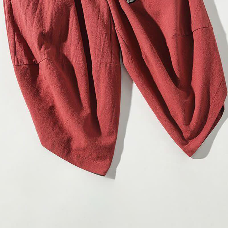 Buddha Stones Pantalon Capri d'été Tang Style à cordon de serrage et motif carpe koï, style sarouel, avec poches - image 10