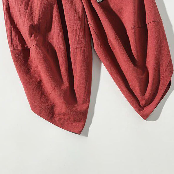 Buddha Stones Pantalon Capri d'été Tang Style à cordon de serrage et motif carpe koï, style sarouel, avec poches - image 10