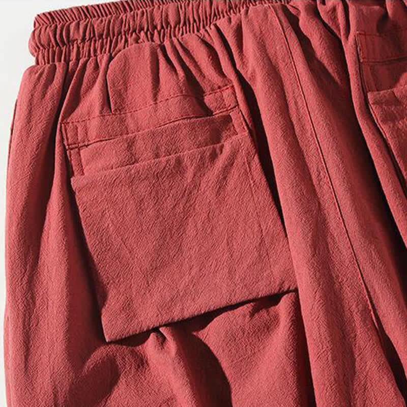 Buddha Stones Pantalon Capri d'été Tang Style à cordon de serrage et motif carpe koï, style sarouel, avec poches - image 8