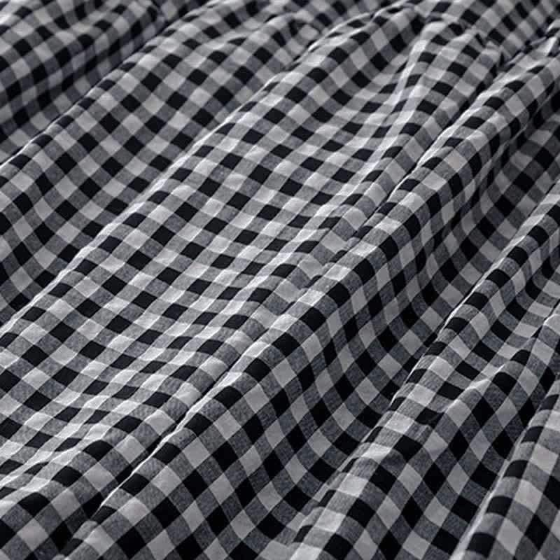 Buddha Stones Robe d'été vintage à carreaux, col en V, manches courtes et poches pour femme - image 11
