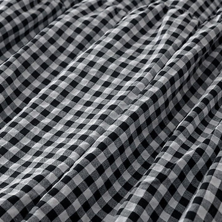 Buddha Stones Robe d'été vintage à carreaux, col en V, manches courtes et poches pour femme - image 11