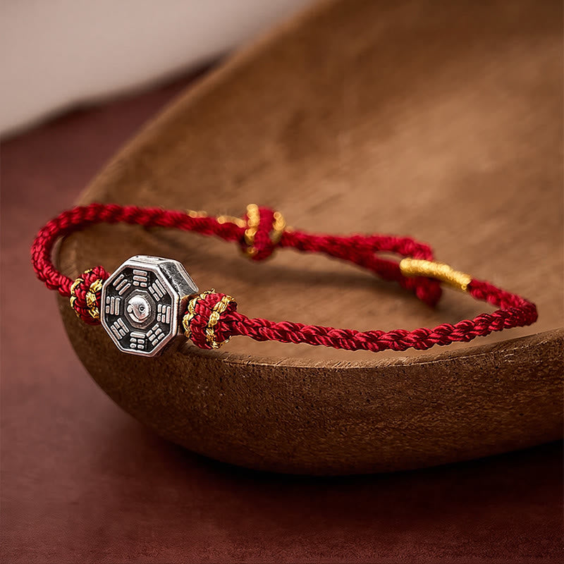 Buddha Stones Bracelet ajustable de protection Bagua en fil rouge tissé à la main - Fil rouge (Protection ♥ Chance) - image 0