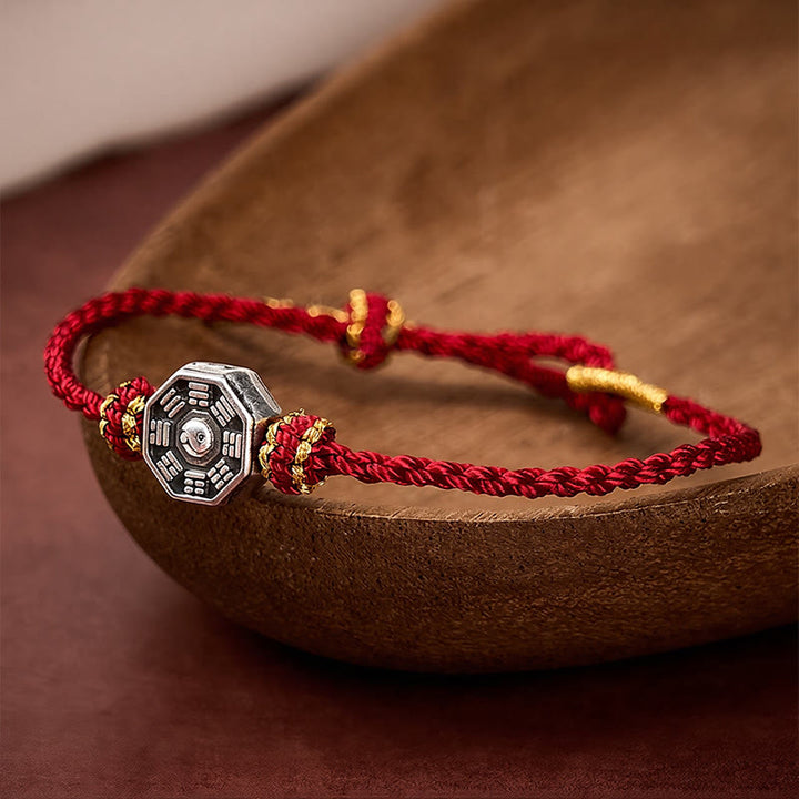Buddha Stones Bracelet ajustable de protection Bagua en fil rouge tissé à la main - Fil rouge (Protection ♥ Chance) - image 0