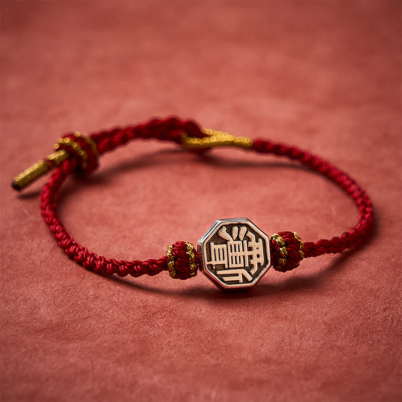 Buddha Stones Bracelet ajustable de protection Bagua en fil rouge tissé à la main - image 4