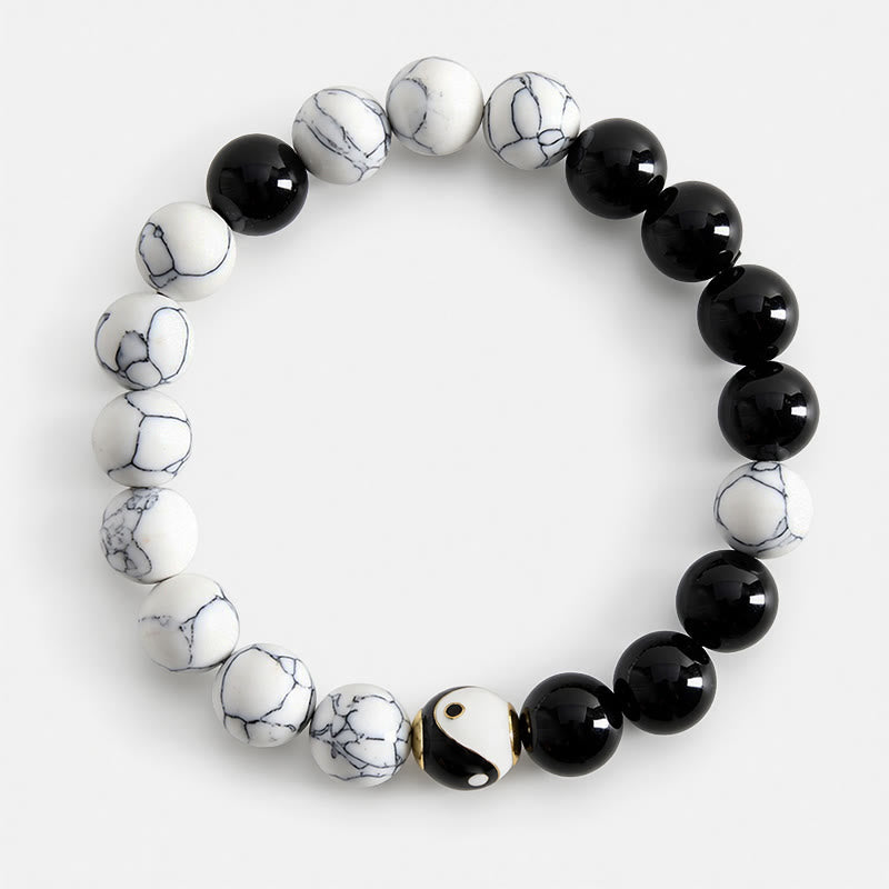 Buddha Stones Bracelet rond tibétain en cuivre Yin Yang Balance - image 1