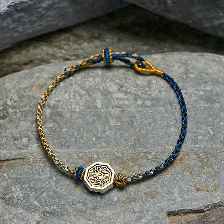 Buddha Stones Bracelet en cordon tressé ajustable avec entretoise octogonale Bagua tissée à la main et porte-bonheur - image 3