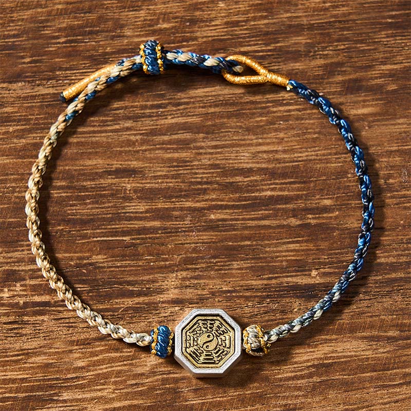 Buddha Stones Bracelet en cordon tressé ajustable avec entretoise octogonale Bagua tissée à la main et porte-bonheur - image 2