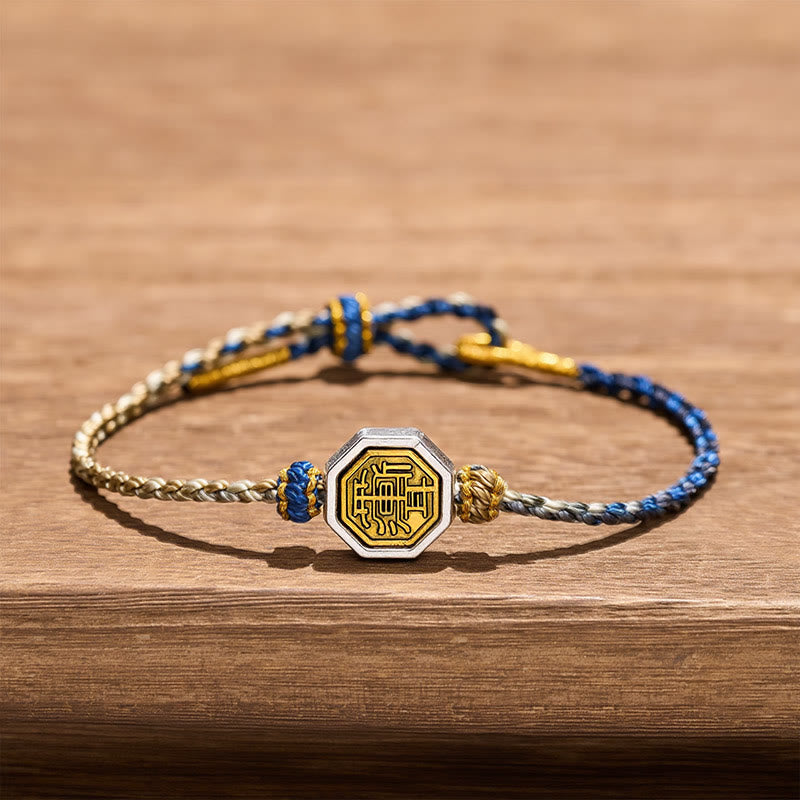 Buddha Stones Bracelet en cordon tressé ajustable avec entretoise octogonale Bagua tissée à la main et porte-bonheur - image 1