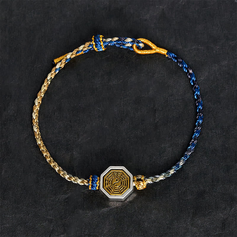 Buddha Stones Bracelet en cordon tressé ajustable avec entretoise octogonale Bagua tissée à la main et porte-bonheur - image 4