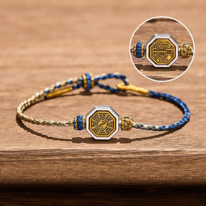 Buddha Stones Bracelet en cordon tressé ajustable avec entretoise octogonale Bagua tissée à la main et porte-bonheur - Bagua (Équilibre ♥ Harmonie) - Cuivre (Équilibre ♥ Richesse) - image 0