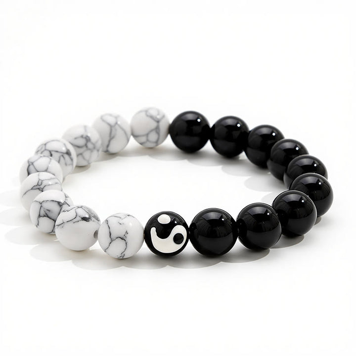 Buddha Stones Bracelet rond en perles de verre Liuli Yin Yang Balance - image 2