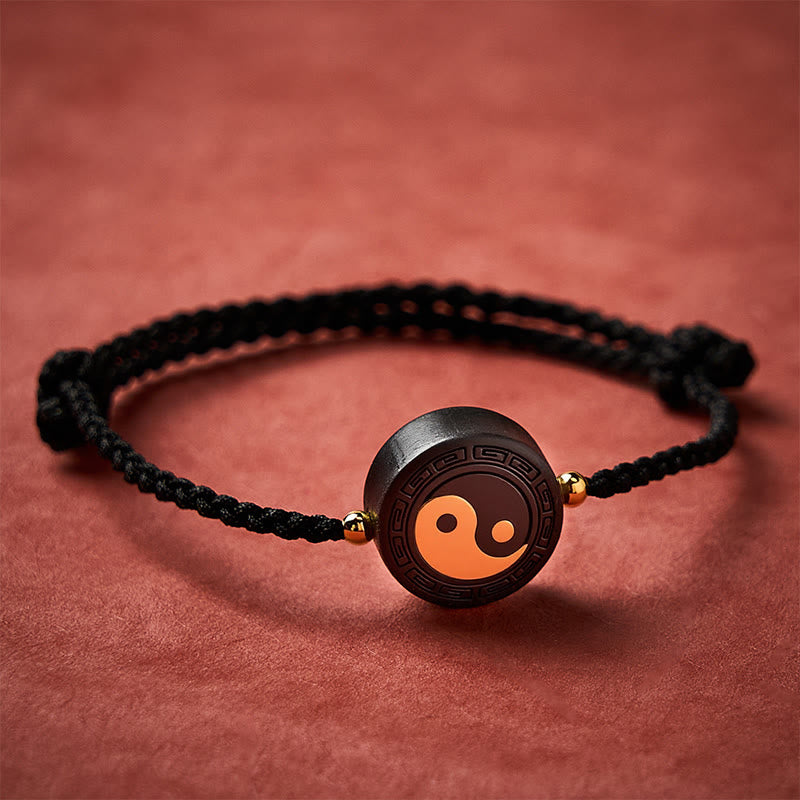 Buddha Stones Bracelet d'ancrage Bagua en bois d'ébène avec fil rouge - image 12