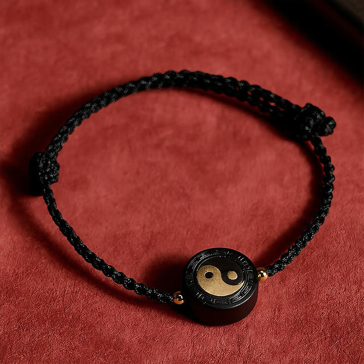 Buddha Stones Bracelet d'ancrage Bagua en bois d'ébène avec fil rouge - image 13
