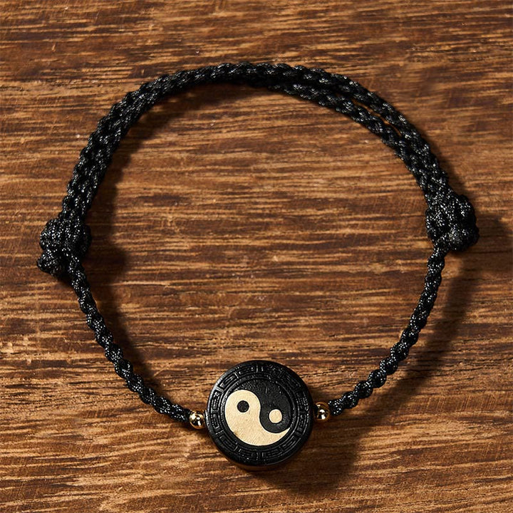 Buddha Stones Bracelet d'ancrage Bagua en bois d'ébène avec fil rouge - image 11