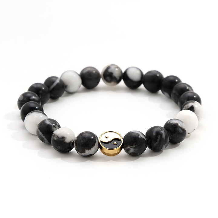 Buddha Stones Bracelet rond en agate Orca Yin Yang Harmonie Yin Yang - image 1