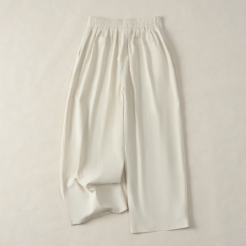 Buddha Stones Pantalon court d'été minimaliste et élégant à boutons et fermeture éclair, coupe droite, avec poches. - image 18