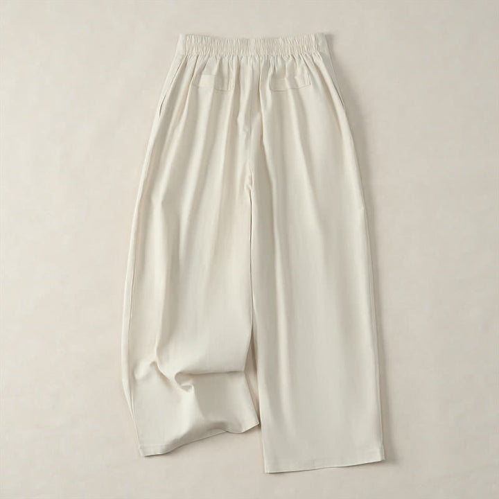 Buddha Stones Pantalon court d'été minimaliste et élégant à boutons et fermeture éclair, coupe droite, avec poches. - image 18