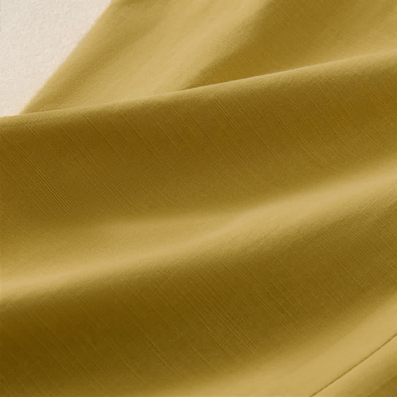 Buddha Stones Pantalon court d'été minimaliste et élégant à boutons et fermeture éclair, coupe droite, avec poches. - image 15