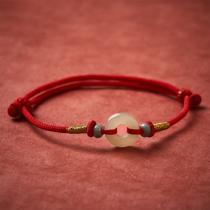 Buddha Stones Bracelet de protection Hetian Jade Peace Buckle Red String - image 2