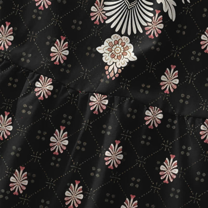 Buddha Stones Robe midi d'été décontractée rose à motif floral ethnique pour femme, sans manches et avec poches - image 1