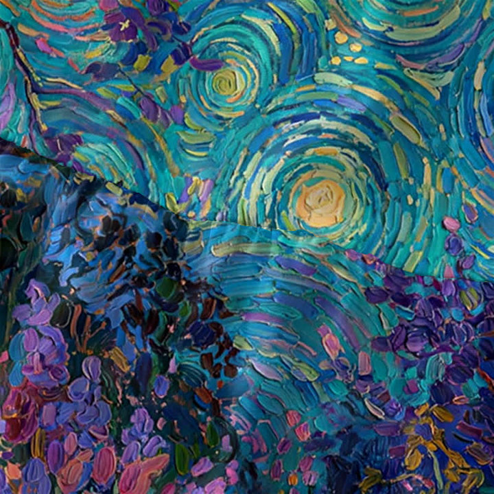 Buddha Stones Robe midi d'été décontractée pour femme, sans manches, avec poches, à motif floral tourbillonnant et chat noir, style peinture à l'huile. - image 1
