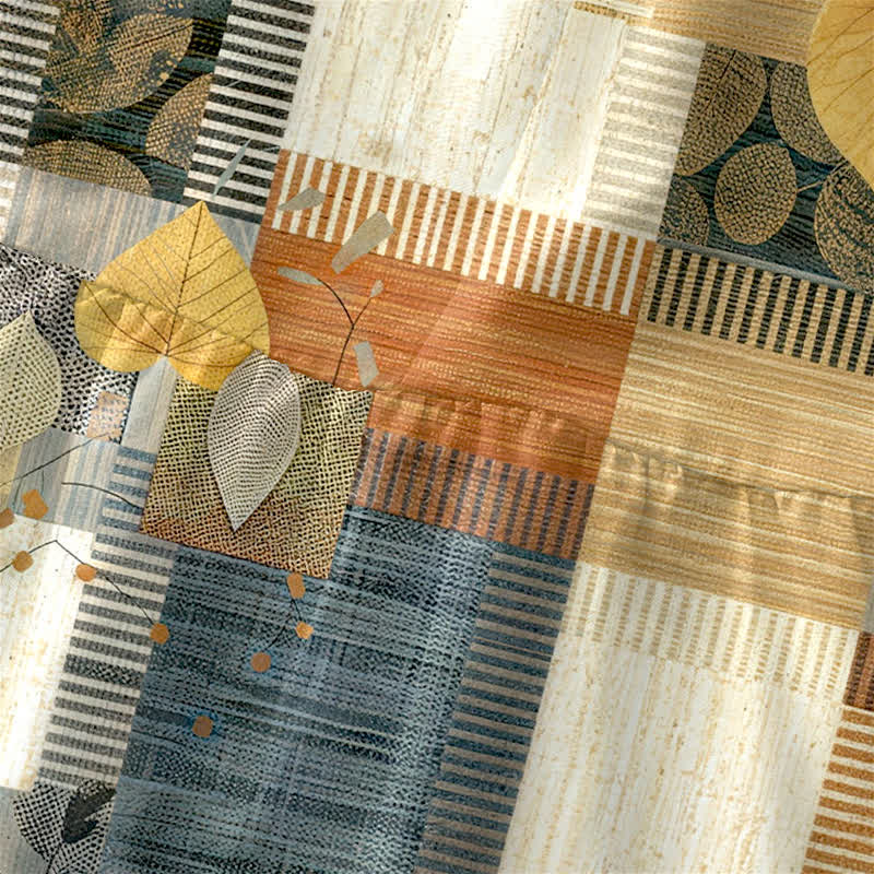 Buddha Stones Robe midi d'été décontractée pour femme, sans manches, à motif géométrique de feuilles patchwork, avec poches - image 1