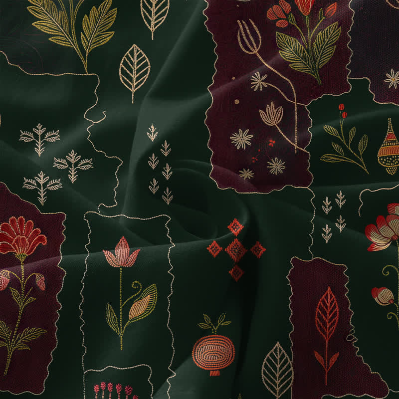 Buddha Stones Robe midi d'été décontractée et vintage à motif floral patchwork et feuilles, sans manches, avec poches, pour femme - image 3
