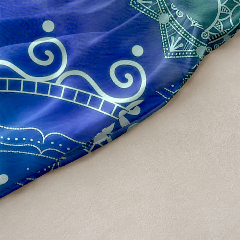 Buddha Stones Robe midi d'été décontractée bohème à motif mandala ombré avec poches pour femme - image 2