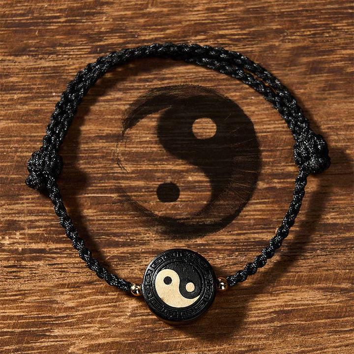 Buddha Stones Bracelet d'ancrage Bagua en bois d'ébène avec fil rouge - Noir - Bagua (Harmonie ♥ Énergie) - image 10