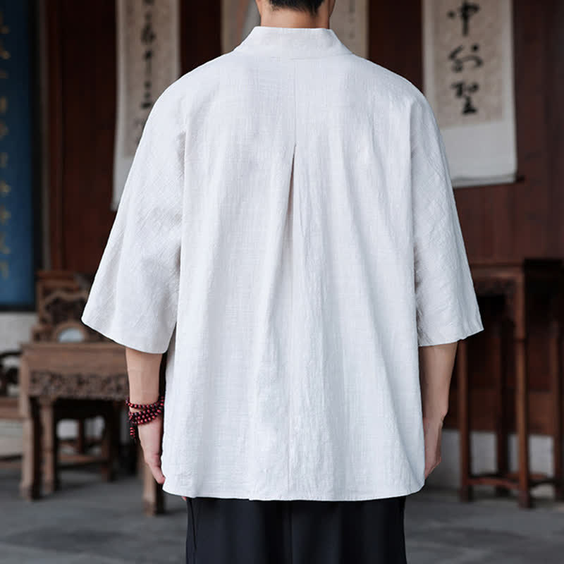 Buddha Stones Chemises minimalistes pour hommes, style Tang, longueur coude, style Pankou, collection printemps-été. - image 20