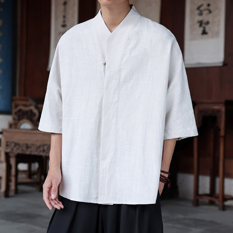 Buddha Stones Chemises minimalistes pour hommes, style Tang, longueur coude, style Pankou, collection printemps-été. - image 18