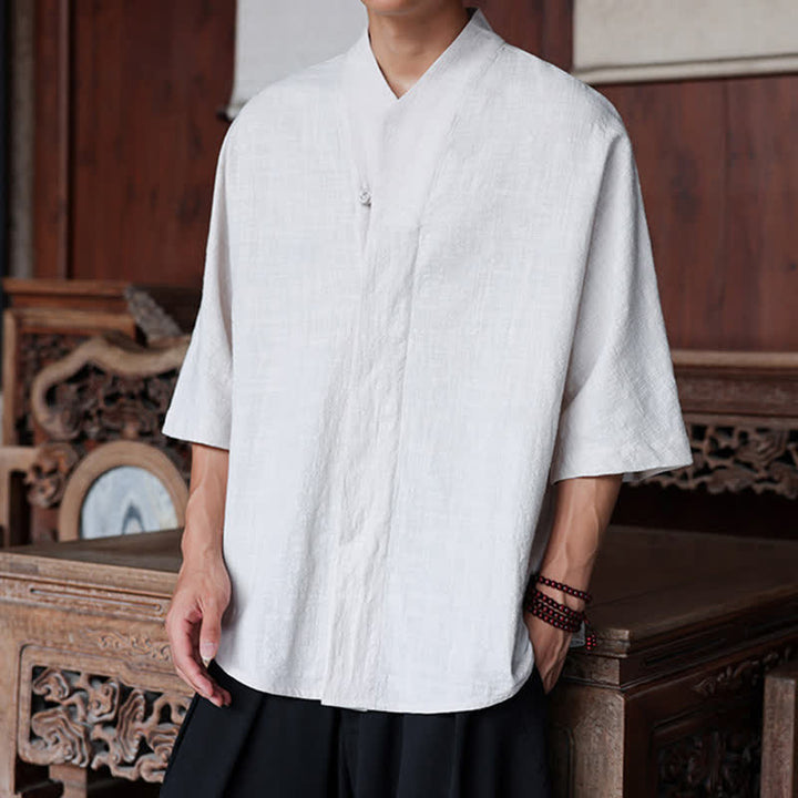 Buddha Stones Chemises minimalistes pour hommes, style Tang, longueur coude, style Pankou, collection printemps-été. - image 21