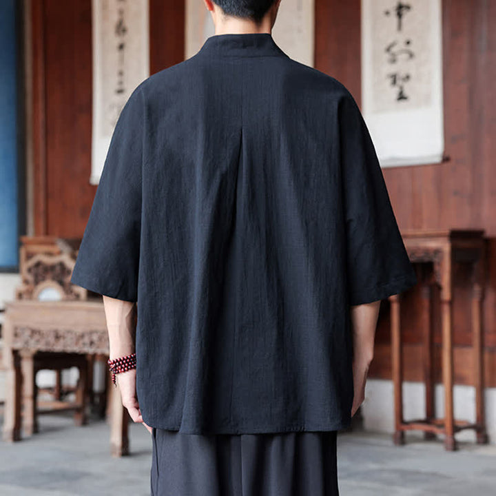 Buddha Stones Chemises minimalistes pour hommes, style Tang, longueur coude, style Pankou, collection printemps-été. - image 12