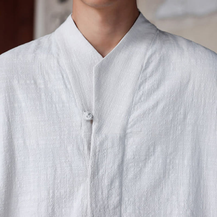 Buddha Stones Chemises minimalistes pour hommes, style Tang, longueur coude, style Pankou, collection printemps-été. - image 26