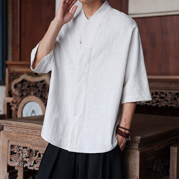 Buddha Stones Chemises minimalistes pour hommes, style Tang, longueur coude, style Pankou, collection printemps-été. - image 22
