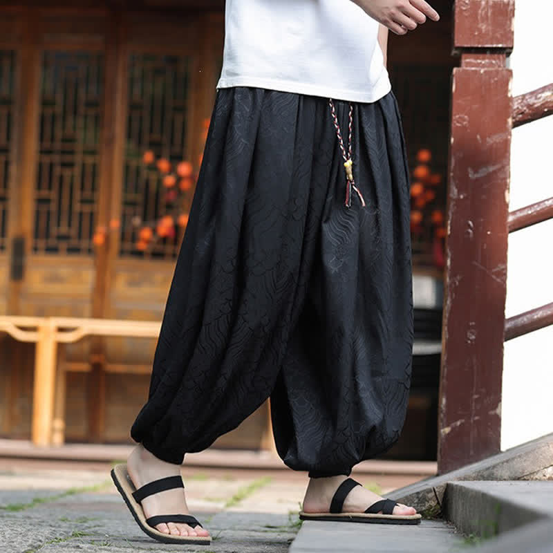 Buddha Stones Pantalon harem homme style bohème décontracté à motifs abstraits, longueur cheville - image 13