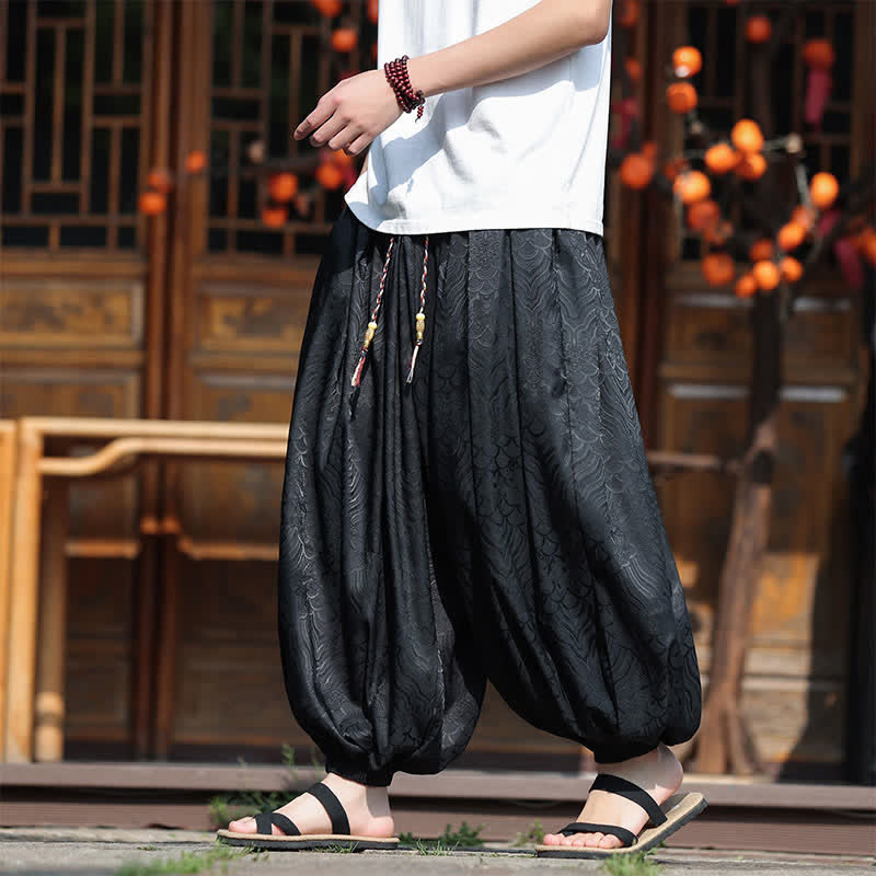 Buddha Stones Pantalon harem homme style bohème décontracté à motifs abstraits, longueur cheville - image 11