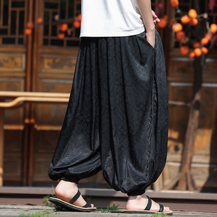 Buddha Stones Pantalon harem homme style bohème décontracté à motifs abstraits, longueur cheville - image 12