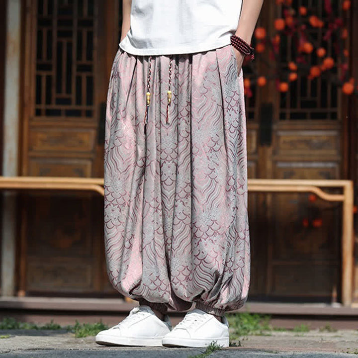 Buddha Stones Pantalon harem homme style bohème décontracté à motifs abstraits, longueur cheville - image 6